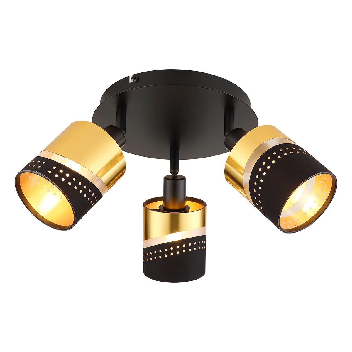 Spot redondo de 3 luces negro/oro Globo Or