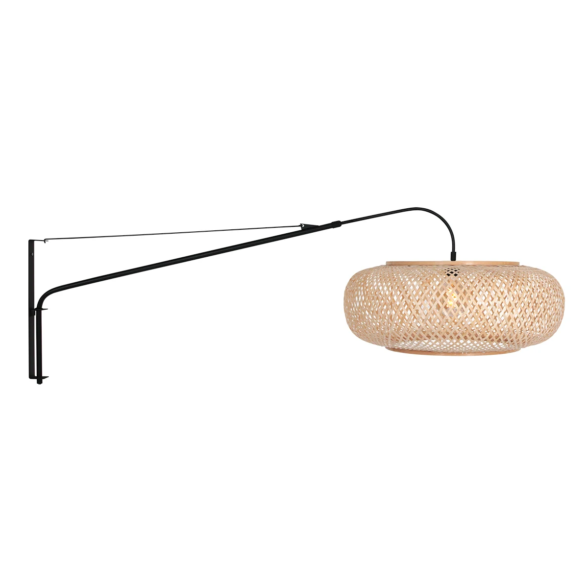 Aplique de pared negro profundo con pantalla natural Steinhauer Elegant Classy