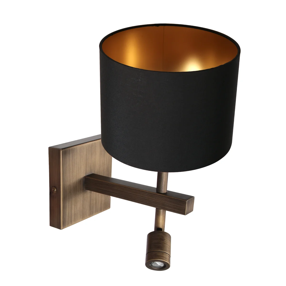 Aplique de bronce con lino negro y interior dorado Steinhauer Stang