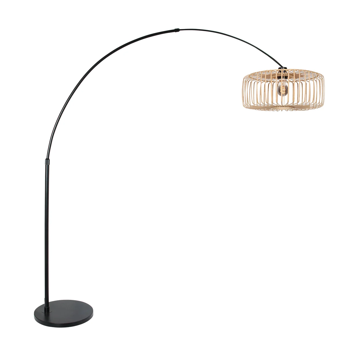 Elegante lámpara de arco negra con pantalla de bambú Steinhauer Sparkled Light