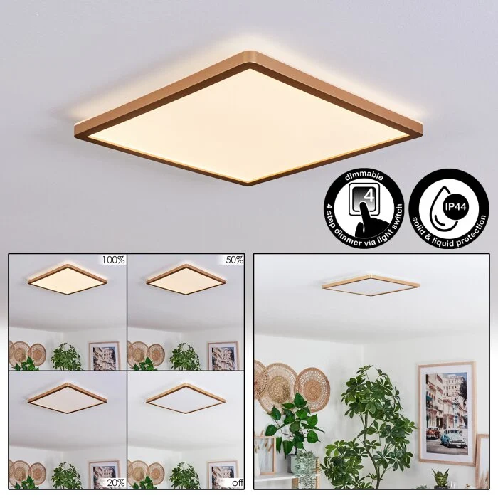 Storselet Lámpara de baño, Plafones, Panel LED dorado, 1 luz