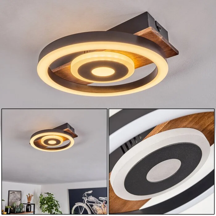 Taboneira Lámpara de Techo LED Negro, 1 luz