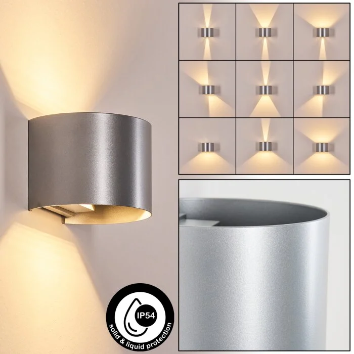 Tamarin Aplique de exterior, Lámpara Up & Down, Apliques LED Plata, 1 luz