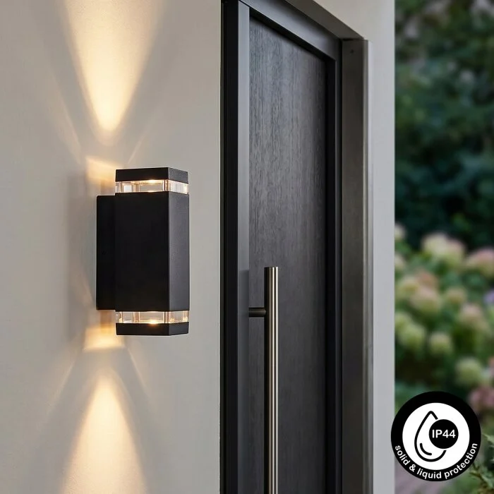 Travassos Aplique de exterior, Lámpara Up & Down Negro, 2 luces