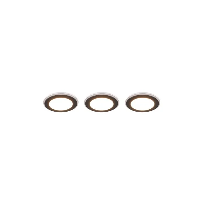 Trio ARGUS Lámpara empotrable - Set de 3 LED Negro, 6 luces, Mando a distancia, Cambia de color