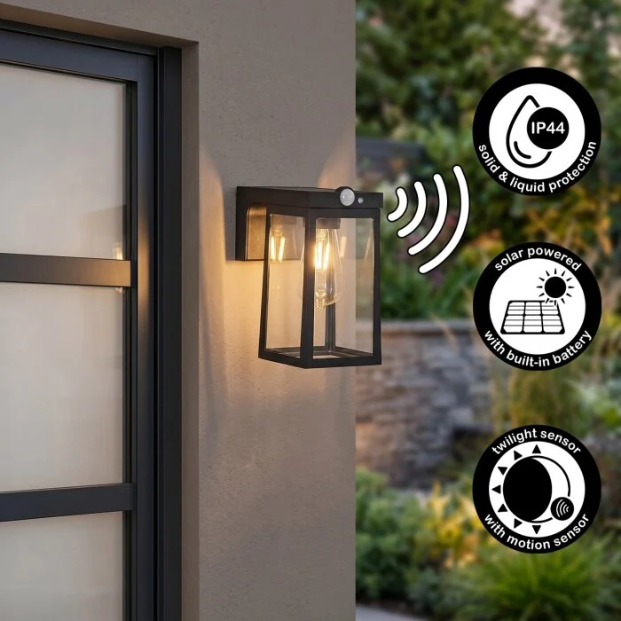 Verup Aplique de exterior, Apliques LED Negro, 1 luz, Sensor de movimiento