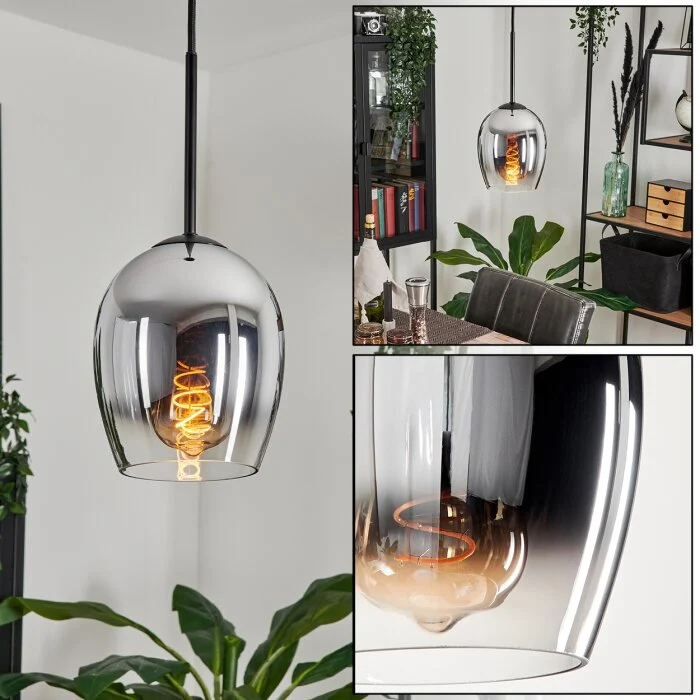 Vevino Lámpara Colgante Cristal 15cm Cromo, Transparente, Ahumado, 1 luz