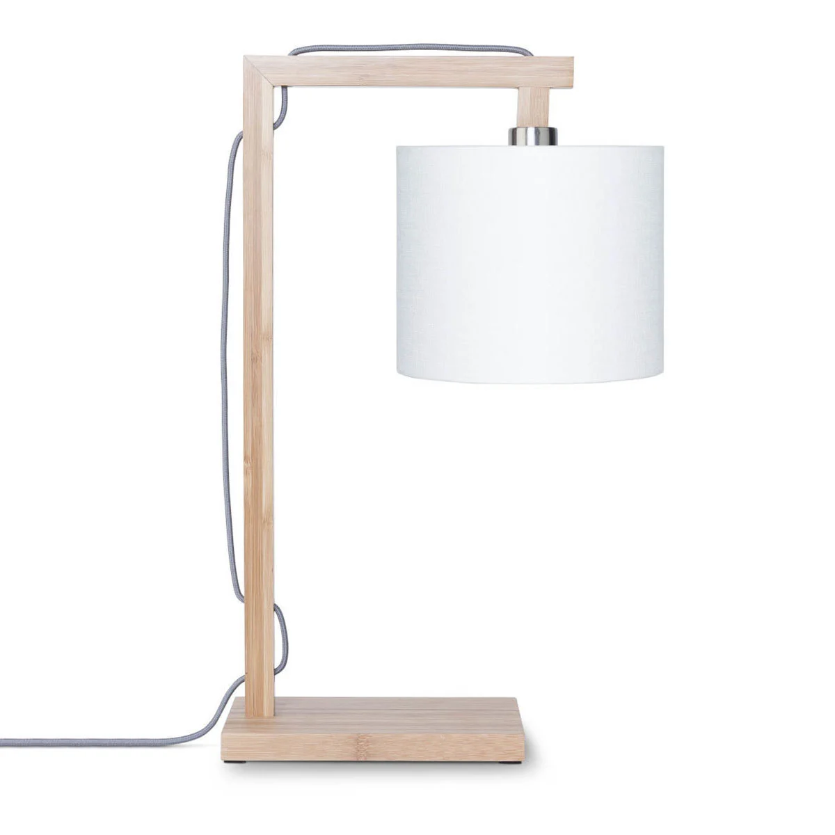 Lámpara de mesa escandinava blanca de lino_bambú GOOD & MOJO Himalaya