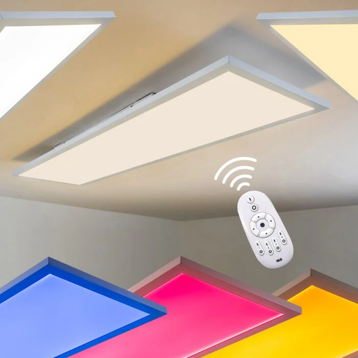 WABOS Lámpara de Techo LED Blanca, 1 luz, Mando a distancia, Cambia de color