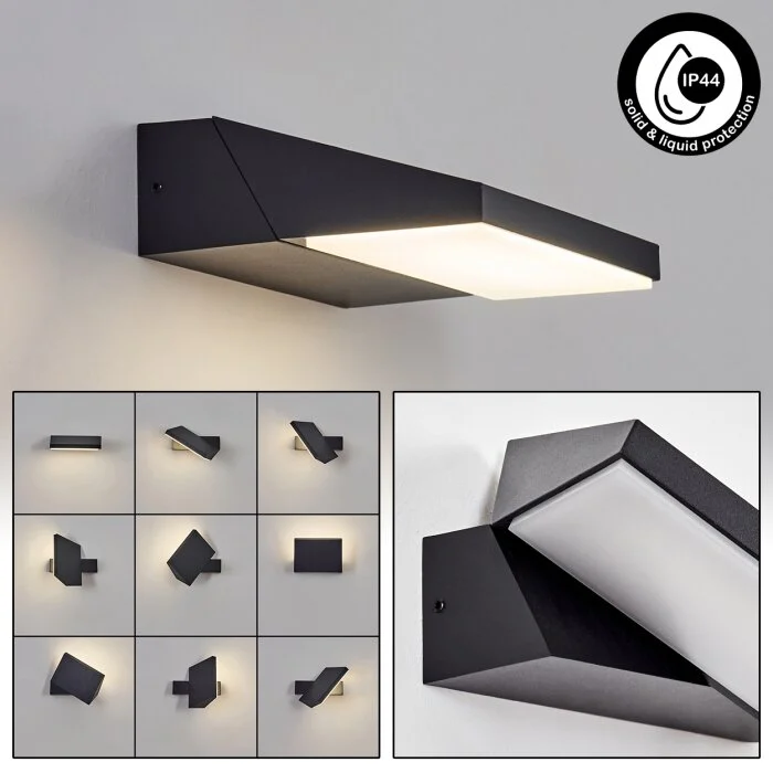 Xaden Aplique de exterior, Apliques LED Negro, 1 luz