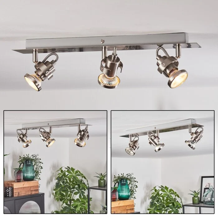 Yometchen Lámpara de Techo LED Níquel-mate, 3 luces